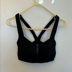 Victorias Secret Black Front-Zip Sports Bra with Crisscross Back 32DD